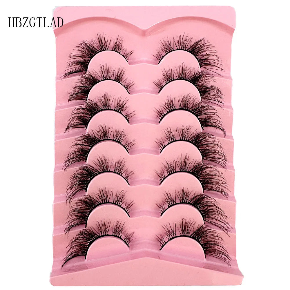 NEW 7Pairs Cat Eye Lashes Faux Mink Eyelashes Natural long Full Strip Lashes Winged End Eye Elongated Fake Lashes Soft Eyelashes