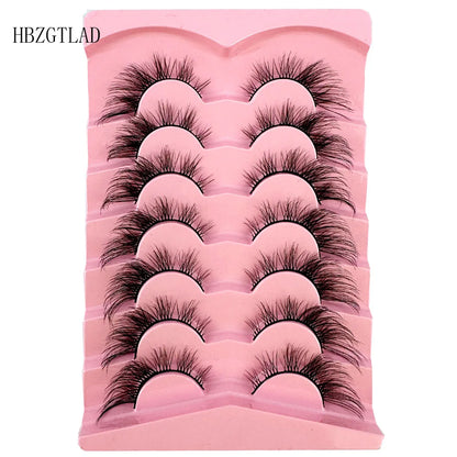 NEW 7Pairs Cat Eye Lashes Faux Mink Eyelashes Natural long Full Strip Lashes Winged End Eye Elongated Fake Lashes Soft Eyelashes