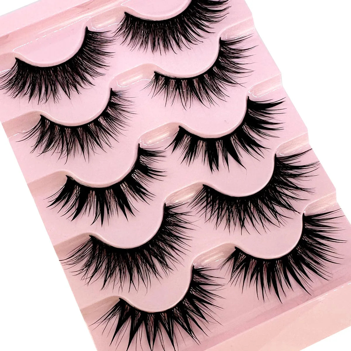 NEW 5Pairs Cosplay Anime Eyelashes Makeup Women Manga Lashes Dramatic Fairy Clusters False Lashes Wet Look Fake Lashes