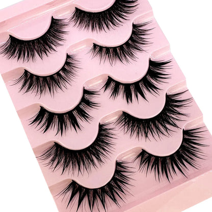 NEW 5Pairs Cosplay Anime Eyelashes Makeup Women Manga Lashes Dramatic Fairy Clusters False Lashes Wet Look Fake Lashes