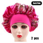 2Pcs Large Print Satin Bonnet With Stretchy Headwrap For Curly Hair Smooth Women Hair Cover Hair Wrap Cap Silk Scarf Sleep Hat