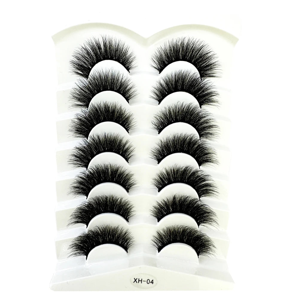 NEW 7Pairs Cat Eye Lashes Faux Mink Eyelashes Natural long Full Strip Lashes Winged End Eye Elongated Fake Lashes Soft Eyelashes