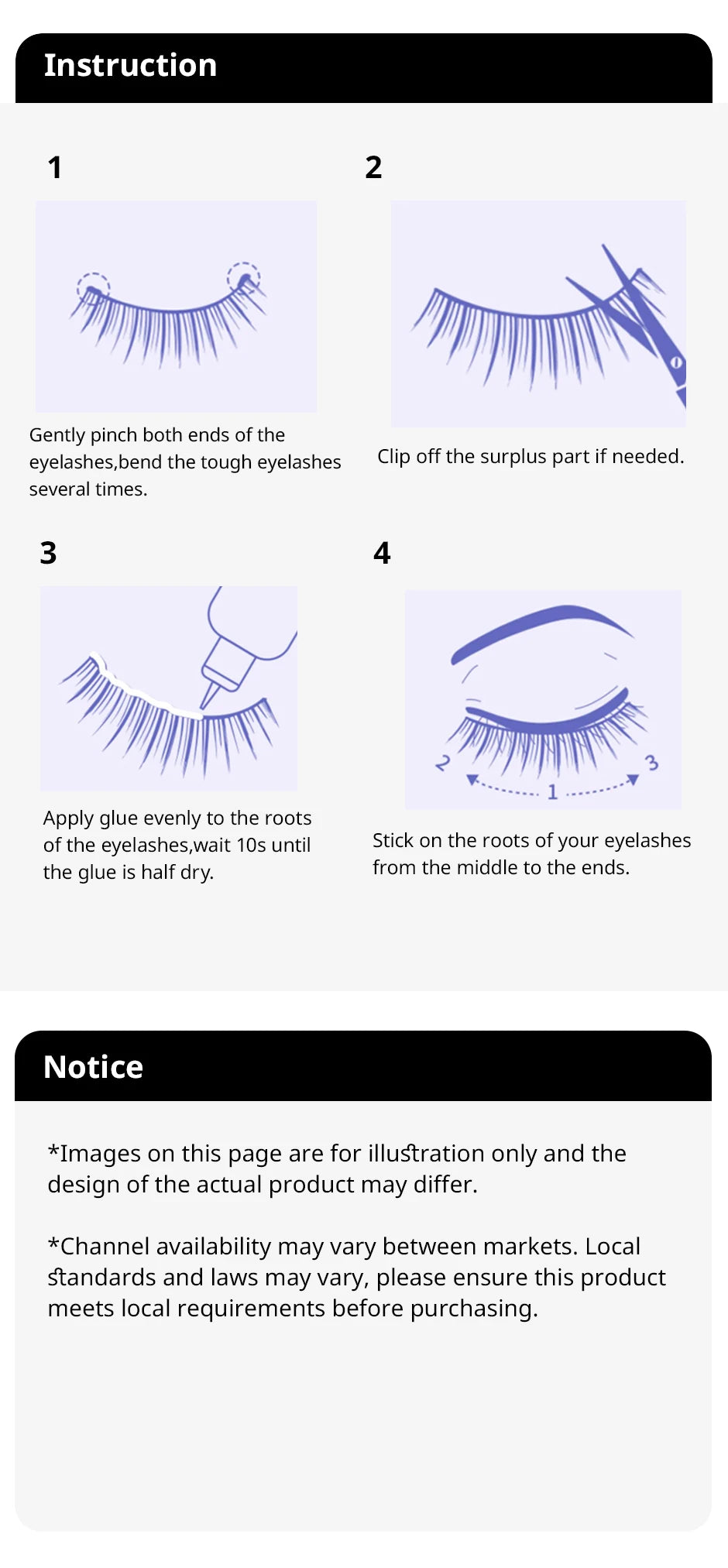 4 Pairs of Thick Comic Eyelashes