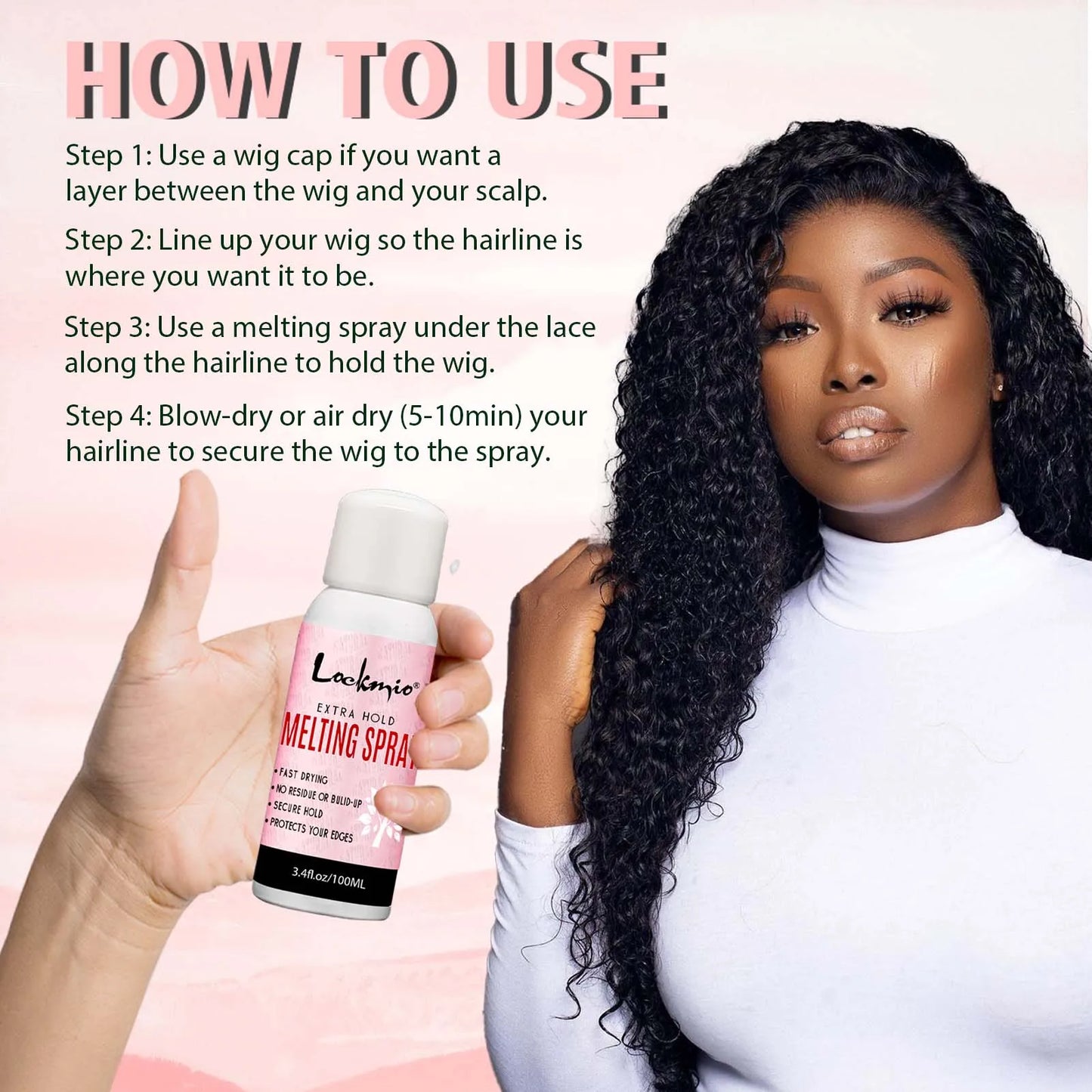 LOCKMIO Melting Spray Glue Adhesive Remover Edge Control Wax Stick Band Brush Hair Extension Kit For Lace Wig