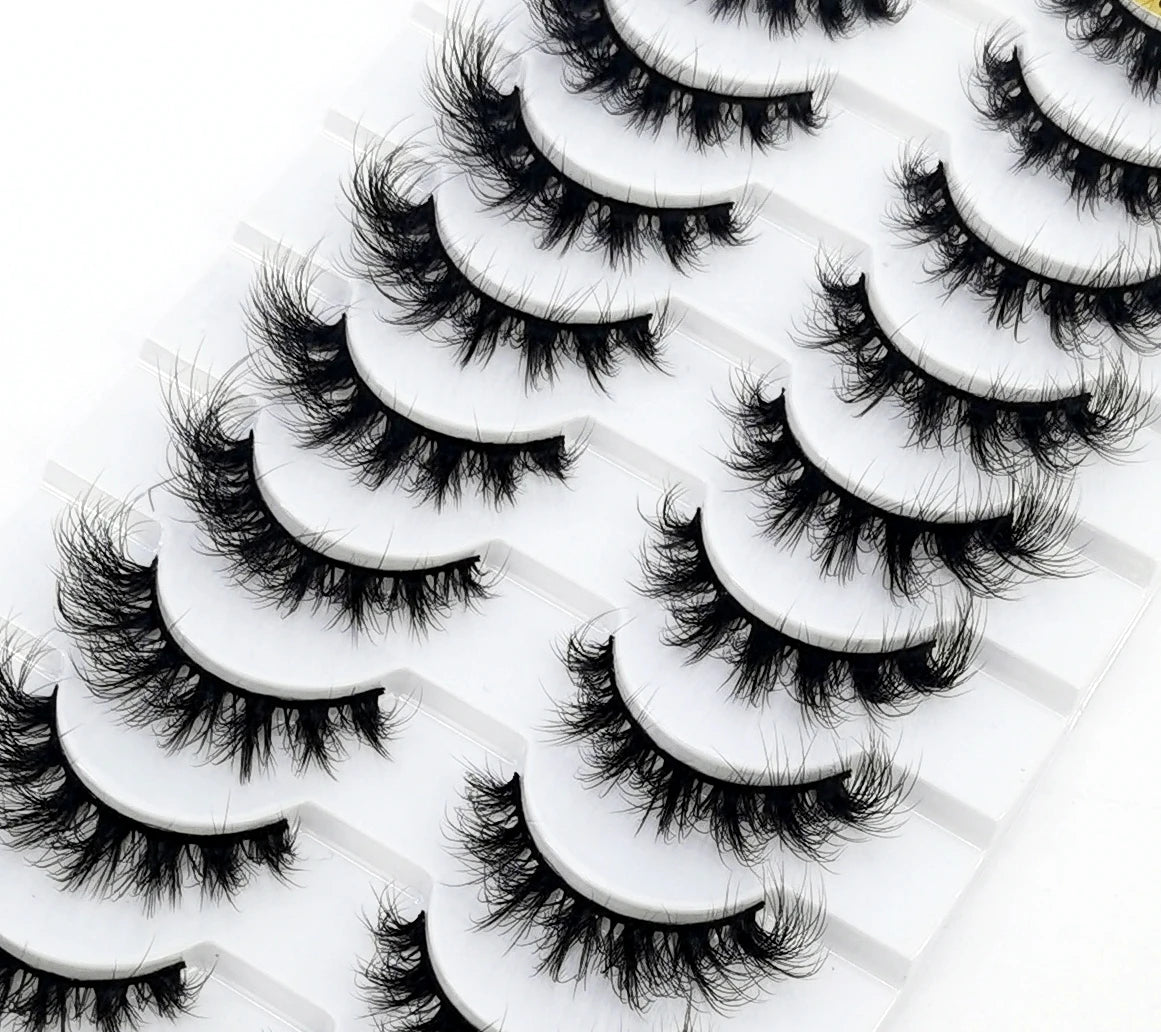 10 pairs Lashes Fluffy Soft Russian volumes Mink Lashes 3D Mink Eyelashes Lashes Reusable Fluffy False Lashes russian extensions