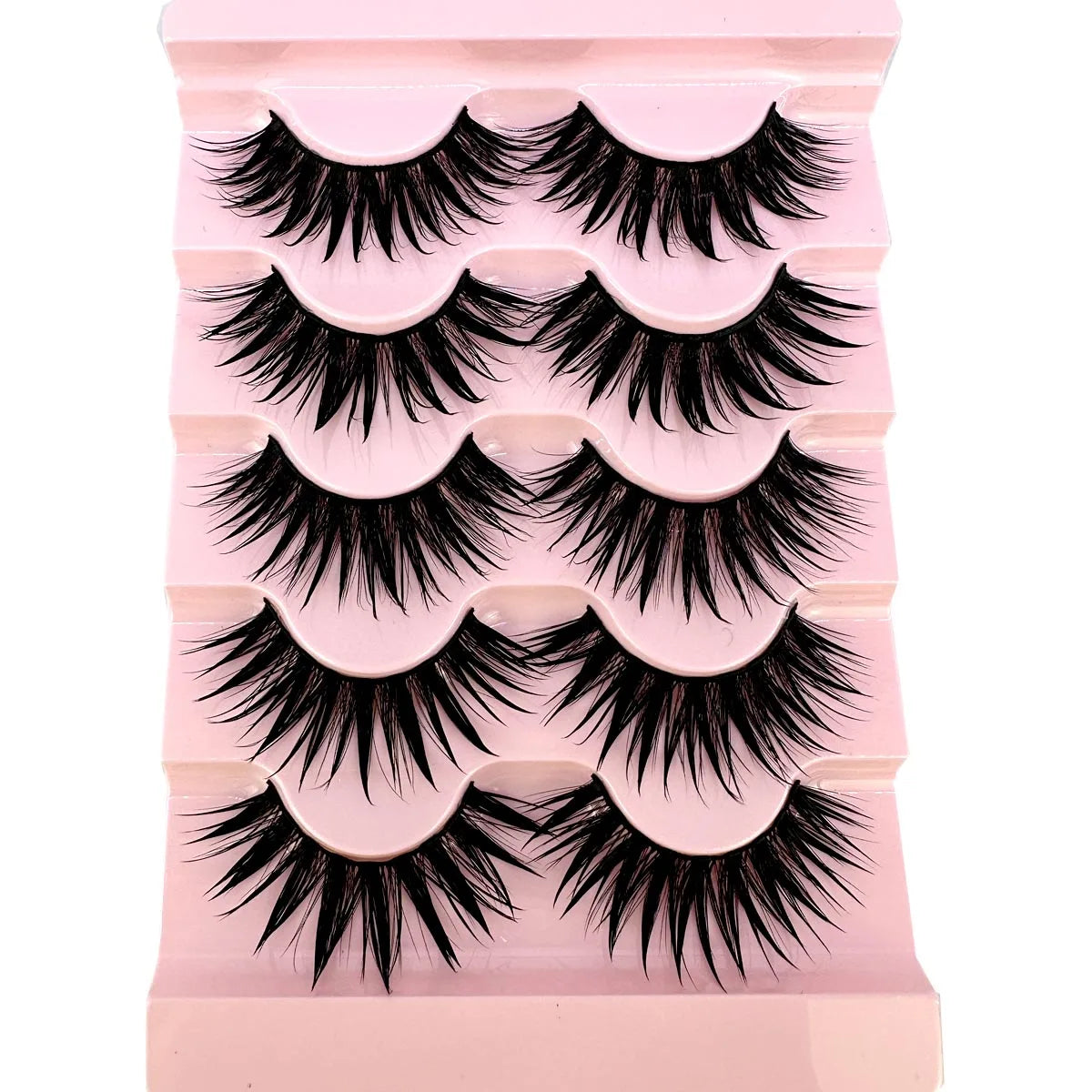 NEW 5Pairs Cosplay Anime Eyelashes Makeup Women Manga Lashes Dramatic Fairy Clusters False Lashes Wet Look Fake Lashes