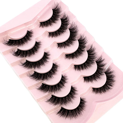 Mink Lashes Natural Look False Eyelashes Wispy Cat Eye Lashes Fluffy 3D Mink Lashes Natural Fake Lashes Strip Lashes Pack 7Pairs
