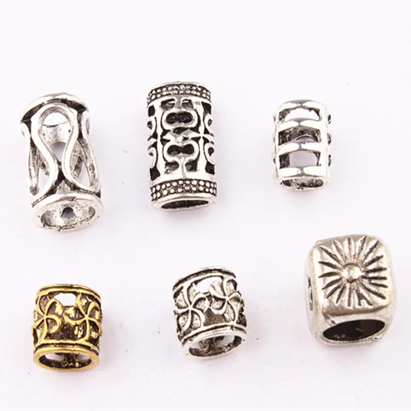 5Pcs/bag Metal Hair Braid Rings Dreadlock Beads Cuffs Tubes 3D Charms Dreadlock Dread Hair Braids Jewelry Decoration Accessories