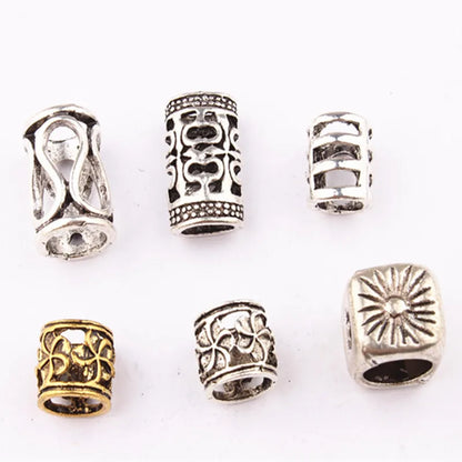 5Pcs/bag Metal Hair Braid Rings Dreadlock Beads Cuffs Tubes 3D Charms Dreadlock Dread Hair Braids Jewelry Decoration Accessories