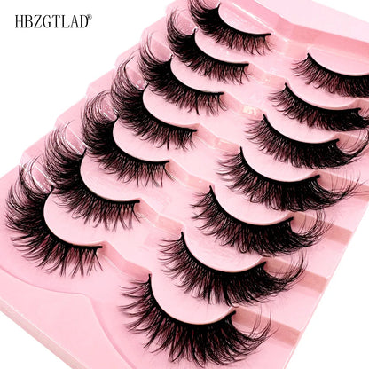 NEW 7Pairs Cat Eye Lashes Faux Mink Eyelashes Natural long Full Strip Lashes Winged End Eye Elongated Fake Lashes Soft Eyelashes