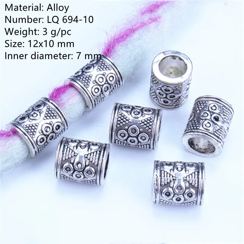 5Pcs/bag Metal Hair Braid Rings Dreadlock Beads Cuffs Tubes 3D Charms Dreadlock Dread Hair Braids Jewelry Decoration Accessories