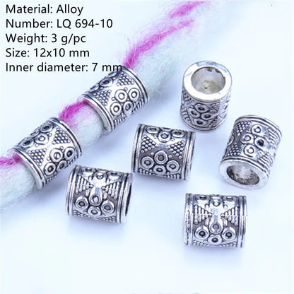 5Pcs/bag Metal Hair Braid Rings Dreadlock Beads Cuffs Tubes 3D Charms Dreadlock Dread Hair Braids Jewelry Decoration Accessories