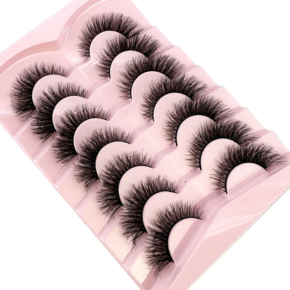 Mink Lashes Natural Look False Eyelashes Wispy Cat Eye Lashes Fluffy 3D Mink Lashes Natural Fake Lashes Strip Lashes Pack 7Pairs