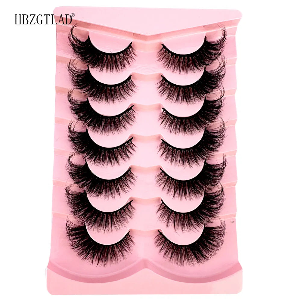 NEW 7Pairs Cat Eye Lashes Faux Mink Eyelashes Natural long Full Strip Lashes Winged End Eye Elongated Fake Lashes Soft Eyelashes