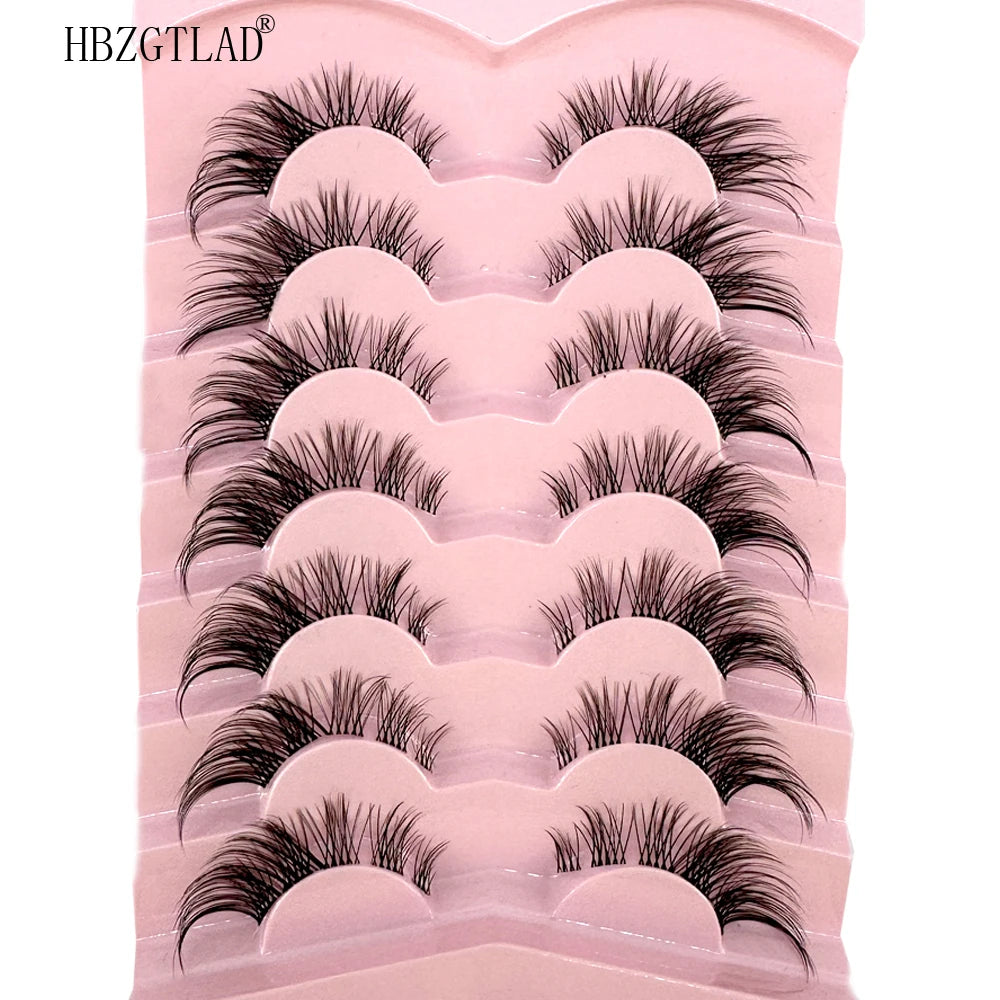 NEW 7Pairs Cat Eye Lashes Faux Mink Eyelashes Natural long Full Strip Lashes Winged End Eye Elongated Fake Lashes Soft Eyelashes