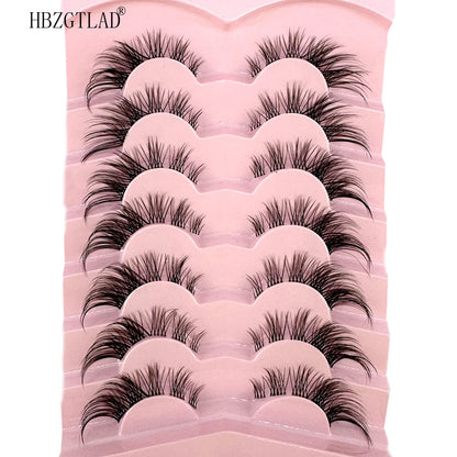NEW 7Pairs Cat Eye Lashes Faux Mink Eyelashes Natural long Full Strip Lashes Winged End Eye Elongated Fake Lashes Soft Eyelashes