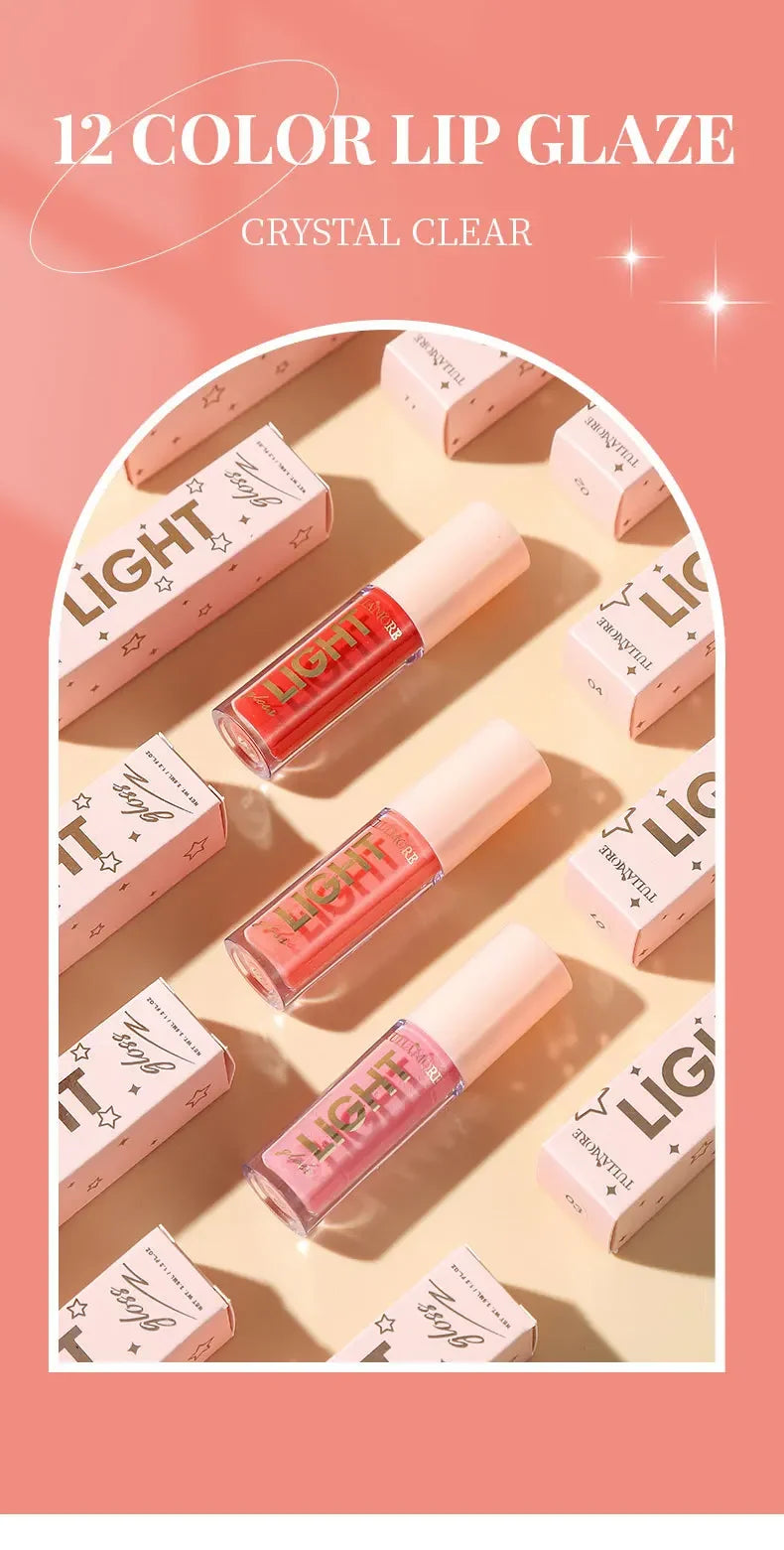 12-Color Lip Gloss Waterproof Long-lasting Moisturizing Lipstick Mirror Nude Lip Gloss Plain Lip Gloss Oil