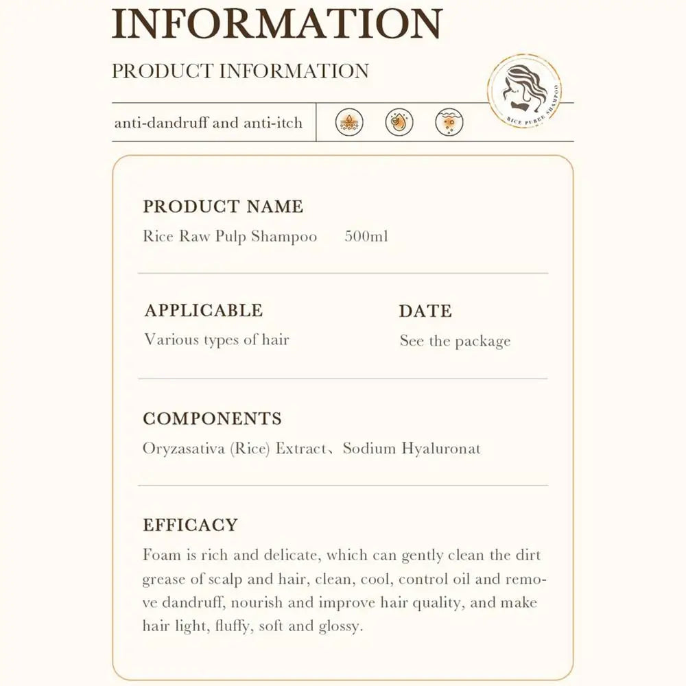 Rice Water Shampoo Volumizing Hair Shampoo For Hair Wash Brittle And Dry Hair Moisturizer For Dry Oily Hair For Travel Spa