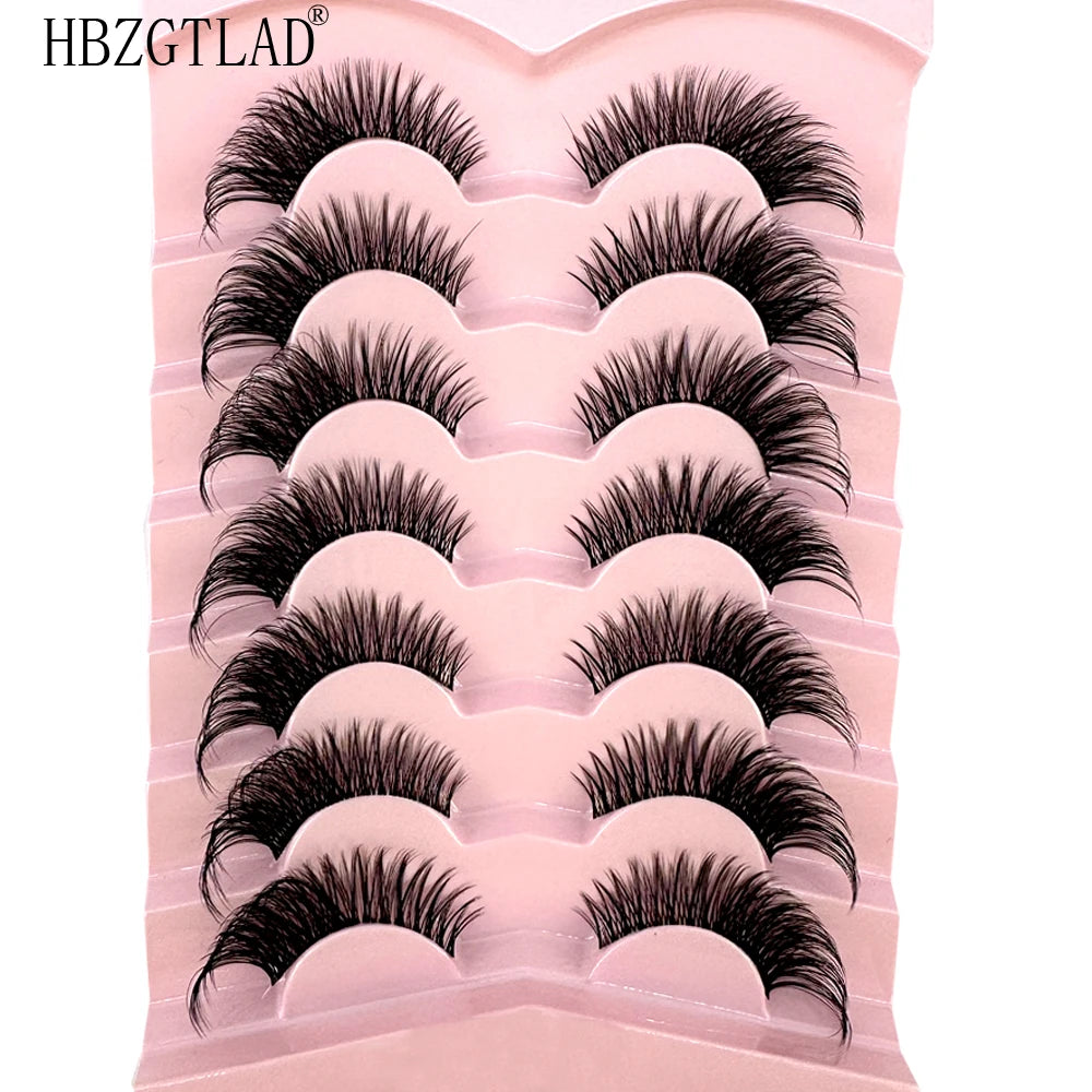 NEW 7Pairs Cat Eye Lashes Faux Mink Eyelashes Natural long Full Strip Lashes Winged End Eye Elongated Fake Lashes Soft Eyelashes