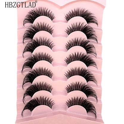 NEW 7Pairs Cat Eye Lashes Faux Mink Eyelashes Natural long Full Strip Lashes Winged End Eye Elongated Fake Lashes Soft Eyelashes