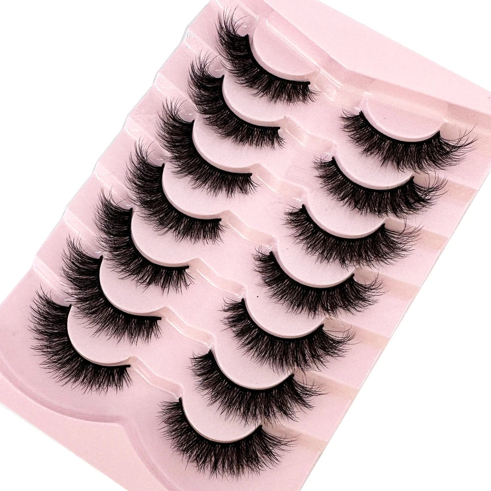Mink Lashes Natural Look False Eyelashes Wispy Cat Eye Lashes Fluffy 3D Mink Lashes Natural Fake Lashes Strip Lashes Pack 7Pairs