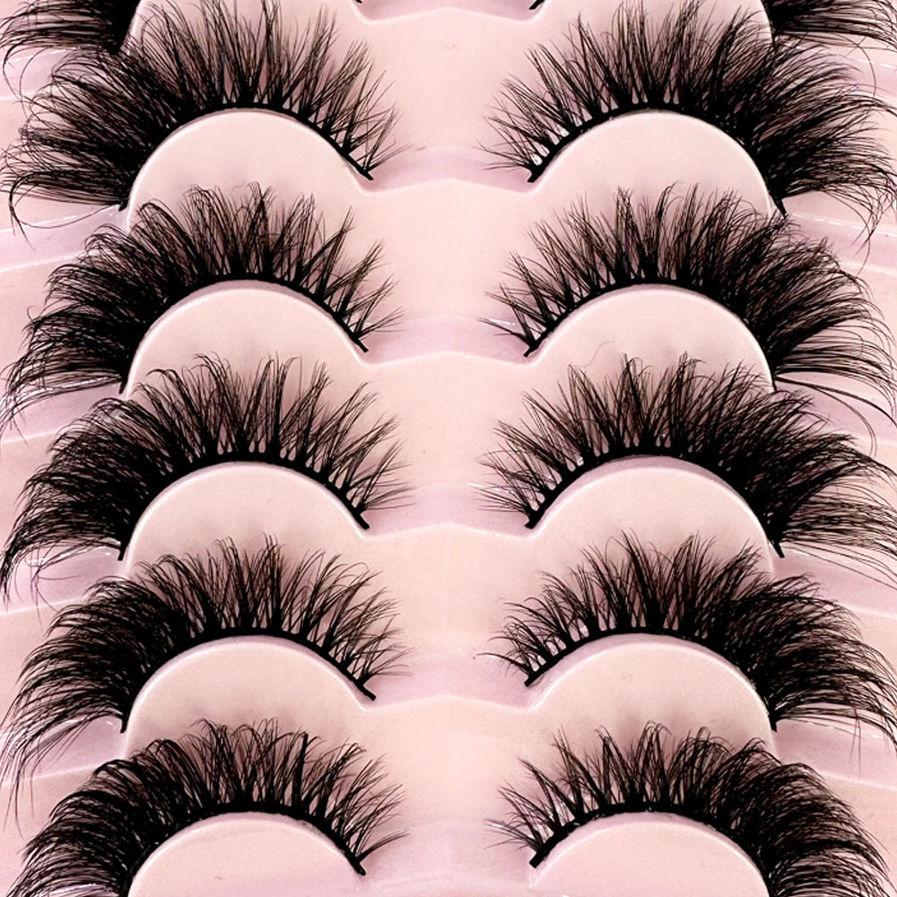 NEW 7Pairs Cat Eye Lashes Faux Mink Eyelashes Natural long Full Strip Lashes Winged End Eye Elongated Fake Lashes Soft Eyelashes