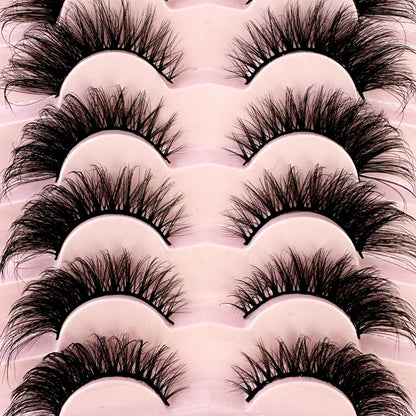 NEW 7Pairs Cat Eye Lashes Faux Mink Eyelashes Natural long Full Strip Lashes Winged End Eye Elongated Fake Lashes Soft Eyelashes