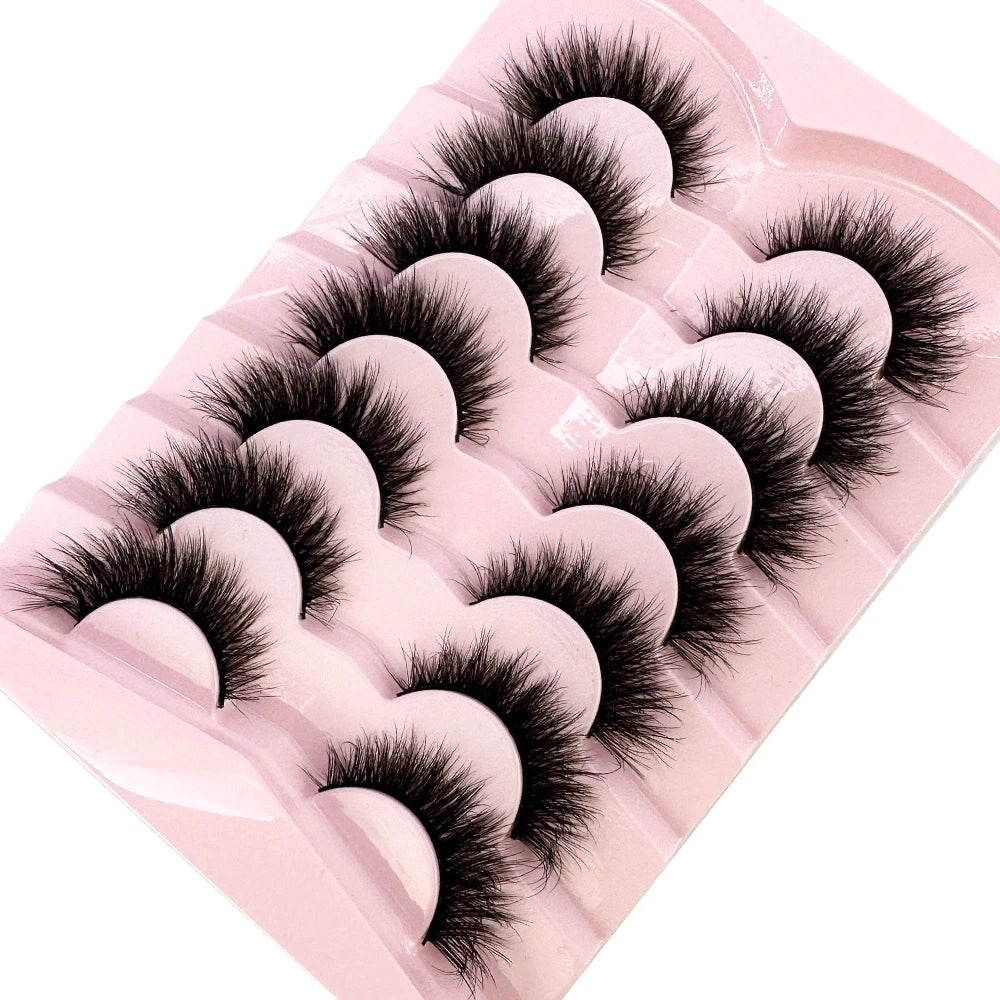 Mink Lashes Natural Look False Eyelashes Wispy Cat Eye Lashes Fluffy 3D Mink Lashes Natural Fake Lashes Strip Lashes Pack 7Pairs