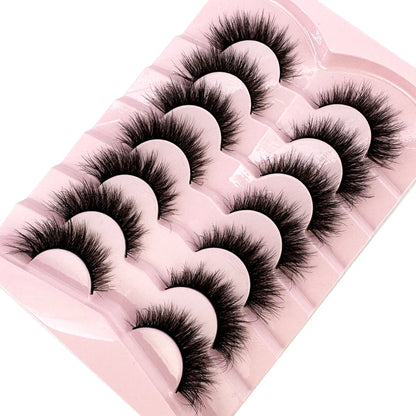 Mink Lashes Natural Look False Eyelashes Wispy Cat Eye Lashes Fluffy 3D Mink Lashes Natural Fake Lashes Strip Lashes Pack 7Pairs