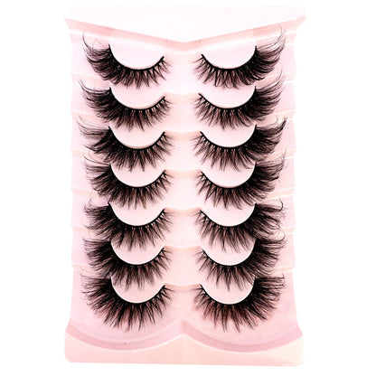 NEW 7Pairs Cat Eye Lashes Faux Mink Eyelashes Natural long Full Strip Lashes Winged End Eye Elongated Fake Lashes Soft Eyelashes