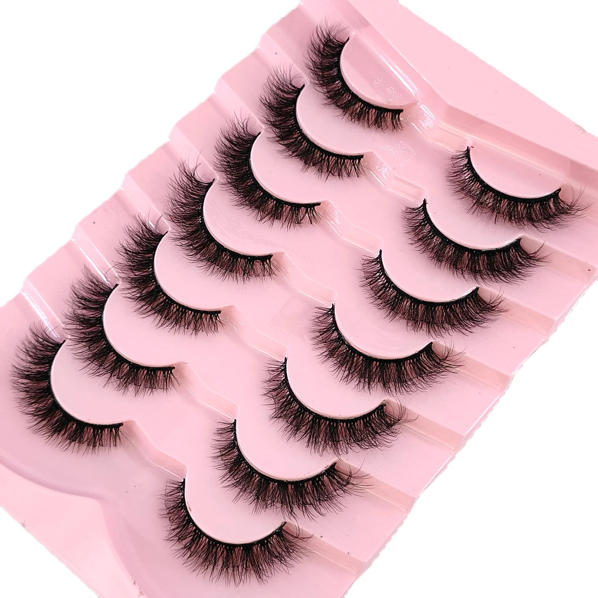 New 7 Pairs Mink Lashes Natural Look False Eyelashes Wispy Cat Eye Lashes Fluffy 3D Mink Lashes Natural Fake Lashes Strip Lashes