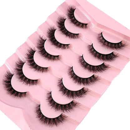 New 7 Pairs Mink Lashes Natural Look False Eyelashes Wispy Cat Eye Lashes Fluffy 3D Mink Lashes Natural Fake Lashes Strip Lashes