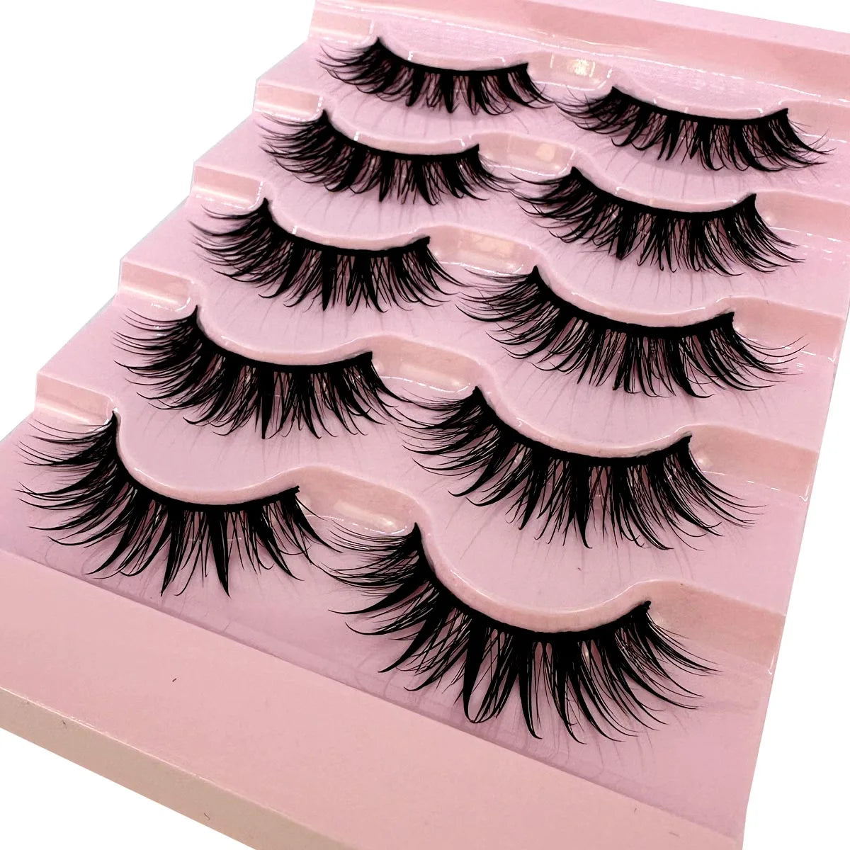 NEW 5Pairs Cosplay Anime Eyelashes Makeup Women Manga Lashes Dramatic Fairy Clusters False Lashes Wet Look Fake Lashes