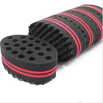 New Double-Sided Magic Twisted Hairbrush Sponge Fashion Styling Oval Dual Use Perforated Curly Sponge Wave Roll Washable Tool