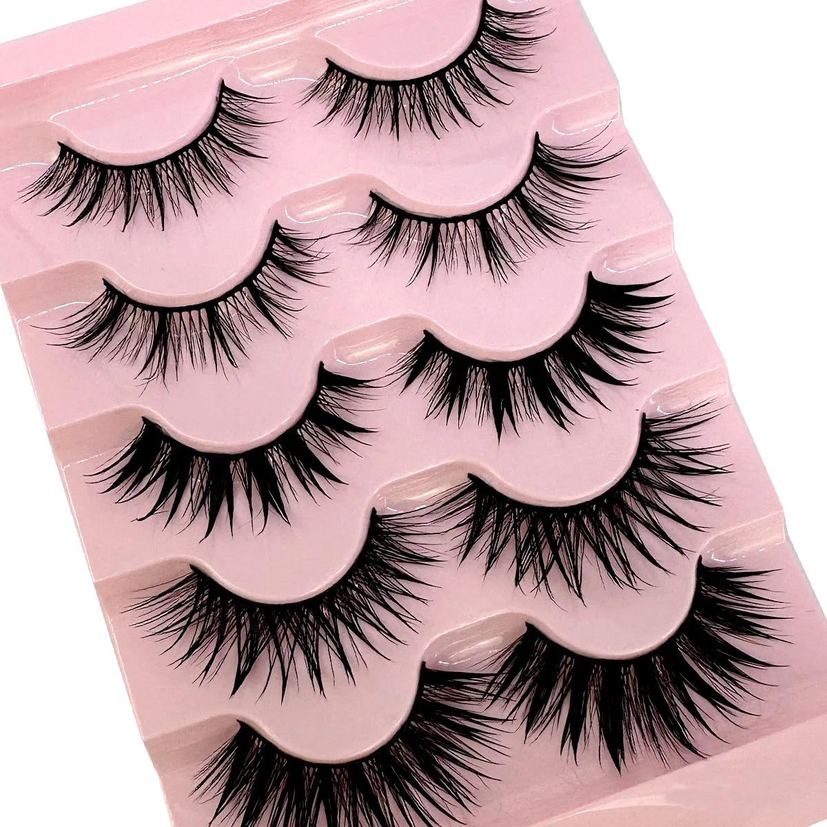 NEW 5Pairs Cosplay Anime Eyelashes Makeup Women Manga Lashes Dramatic Fairy Clusters False Lashes Wet Look Fake Lashes