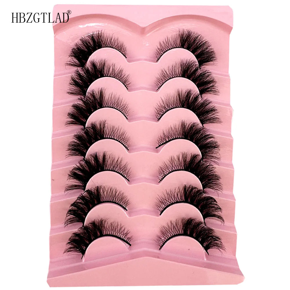 NEW 7Pairs Cat Eye Lashes Faux Mink Eyelashes Natural long Full Strip Lashes Winged End Eye Elongated Fake Lashes Soft Eyelashes