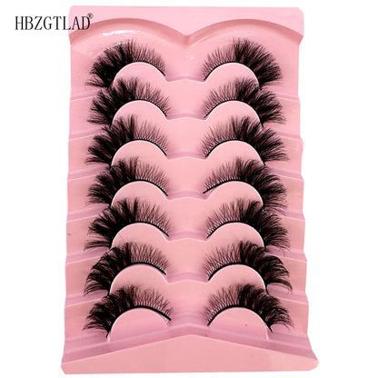 NEW 7Pairs Cat Eye Lashes Faux Mink Eyelashes Natural long Full Strip Lashes Winged End Eye Elongated Fake Lashes Soft Eyelashes