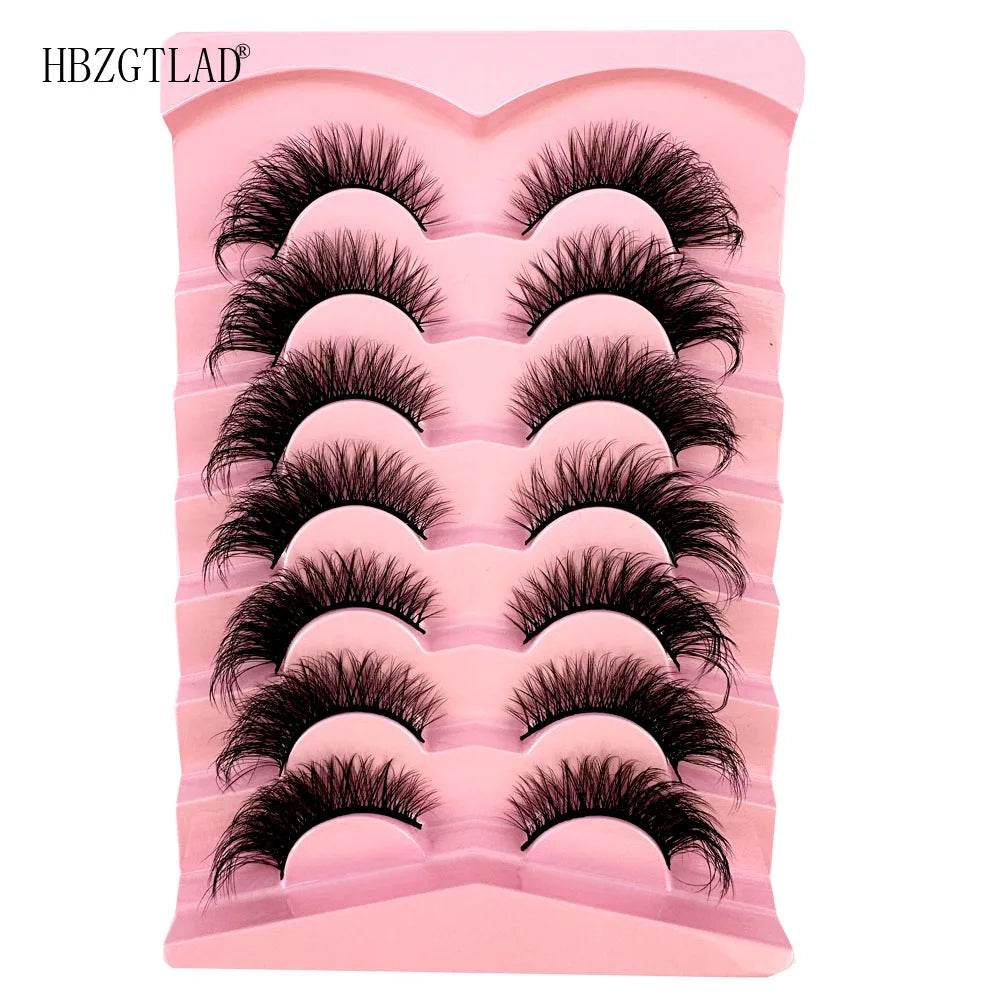 NEW 7Pairs Cat Eye Lashes Faux Mink Eyelashes Natural long Full Strip Lashes Winged End Eye Elongated Fake Lashes Soft Eyelashes
