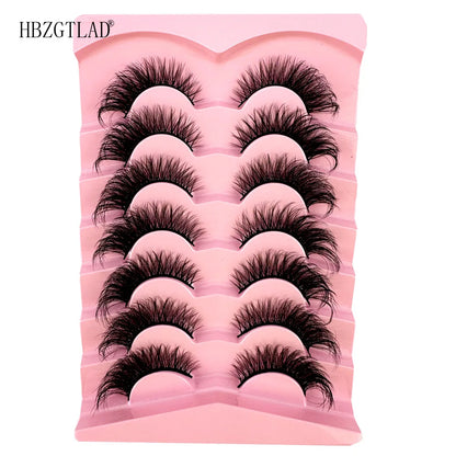 NEW 7Pairs Cat Eye Lashes Faux Mink Eyelashes Natural long Full Strip Lashes Winged End Eye Elongated Fake Lashes Soft Eyelashes