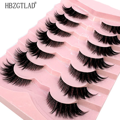 NEW 7Pairs Cat Eye Lashes Faux Mink Eyelashes Natural long Full Strip Lashes Winged End Eye Elongated Fake Lashes Soft Eyelashes