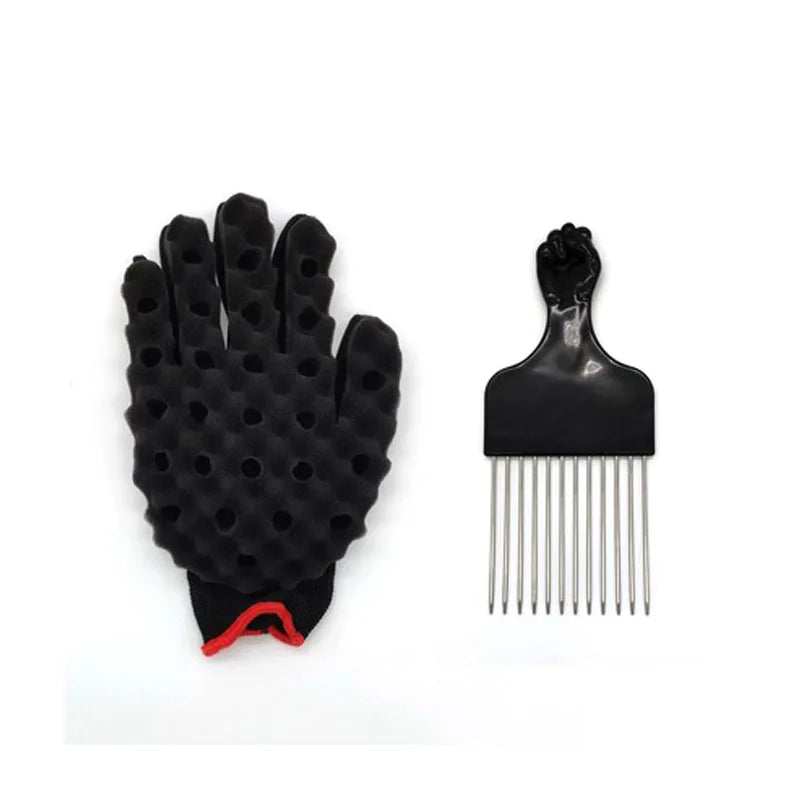 Barber Shop Men Hair Braider Twist Sponge Gloves African Hair Styling Fork Comb Hair Curls Foam For Salon Hairdressing Tools