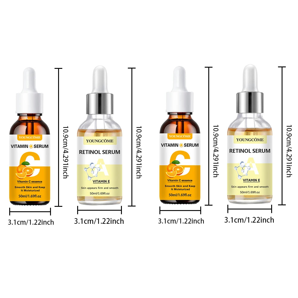 2pcs Vitamin C and retinol fortified serum rich in VC,keep skin hydrated and smooth,smooth fine lines and wrinkles,delicate skin