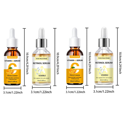 2pcs Vitamin C and retinol fortified serum rich in VC,keep skin hydrated and smooth,smooth fine lines and wrinkles,delicate skin
