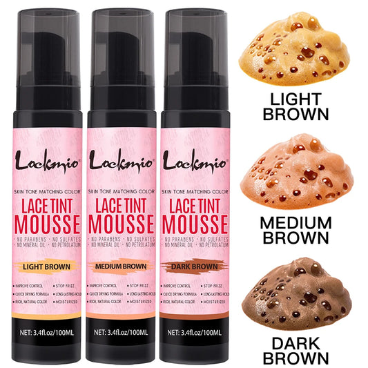 LOCKMIO Natural Lace Tint Spray Dyed Foam Mousse for Women 100ML Wigs Mesh Skin-fitting Invisible Colorant Cosplay Wig Dye Mist