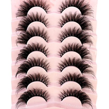 NEW 7Pairs Cat Eye Lashes Faux Mink Eyelashes Natural long Full Strip Lashes Winged End Eye Elongated Fake Lashes Soft Eyelashes