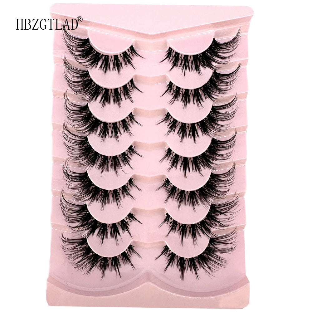 NEW 7Pairs Cat Eye Lashes Faux Mink Eyelashes Natural long Full Strip Lashes Winged End Eye Elongated Fake Lashes Soft Eyelashes