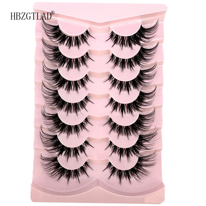 NEW 7Pairs Cat Eye Lashes Faux Mink Eyelashes Natural long Full Strip Lashes Winged End Eye Elongated Fake Lashes Soft Eyelashes