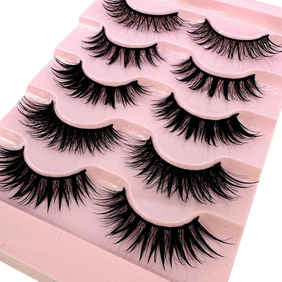 NEW 5Pairs Cosplay Anime Eyelashes Makeup Women Manga Lashes Dramatic Fairy Clusters False Lashes Wet Look Fake Lashes