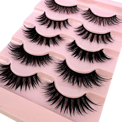 NEW 5Pairs Cosplay Anime Eyelashes Makeup Women Manga Lashes Dramatic Fairy Clusters False Lashes Wet Look Fake Lashes