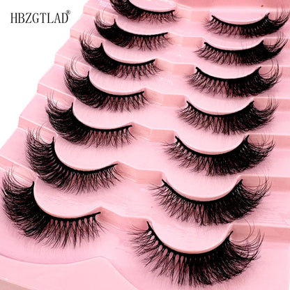 NEW 7Pairs Cat Eye Lashes Faux Mink Eyelashes Natural long Full Strip Lashes Winged End Eye Elongated Fake Lashes Soft Eyelashes
